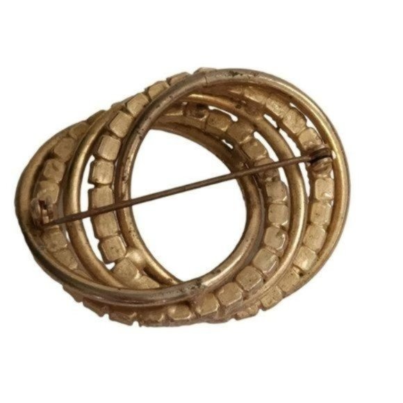 Vintage Rhinestone‎ Abstract Swirl Brooch Pin Gold Tone - Picture 11 of 11